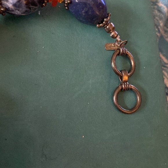 Sodalite bracelet with toggle closure 925 Sterling Silver Size 7” Vintage - Picture 2 of 6